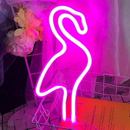 Flamenco rosado luz de neón de la lámpara del flamenco señales de neón luces de la noche LED para la decoración de lámparas de batería/USB Operado luces LED para decoración de paredes niñas Habitac