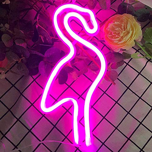 Flamenco rosado luz de neón de la lámpara del flamenco señales de neón luces de la noche LED para la decoración de lámparas de batería/USB Operado luces LED para decoración de paredes niñas Habitac