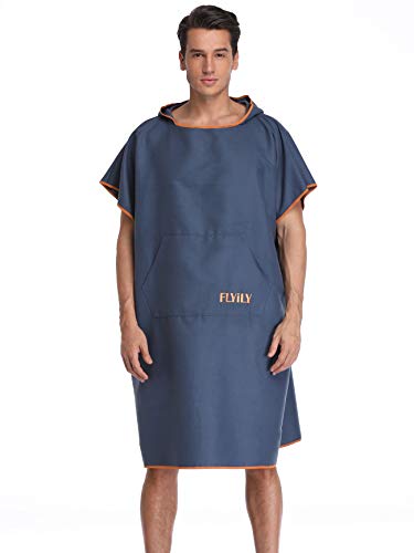 FLYILY Adulto Unisex Bata Poncho de Toalla para niños Natación Toalla Playa Surf Poncho Albornoz Robe con Capucha para Cambiarse de Ropa