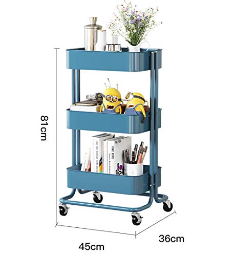 Foern 3 Tier Estantería Almacenamiento y Organización con Rueda Universal para despensa Cocina Sala de Estar Baño Oficina,Red