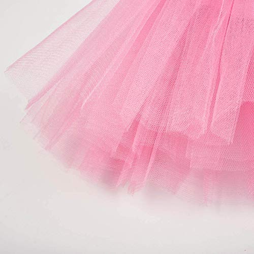 FONLAM Vestido Maillot de Ballet para Niña Vestido Danza Gimnasia Patinaje Tutú Ballet Niña Brillante (Rosa, 5-6 Años)