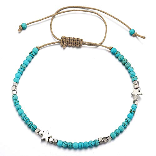 Forall Tobilleras Turquesas Estrella De Verano Tobillera Pulsera Boho Joyas Playa Tobillera Cadena Ajustable Para Mujeres Niñas Amigos