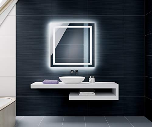 FORAM Espejo de Baño con Iluminación LED - Luz Espejo de Pared con Accesorios - Diferentes tamaños para Baño Dormitorio Maquillaje - L15