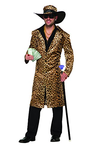 Forum Novelties 78886 Funky leopardo Pimp tamaño de la chaqueta y sombrero, en el pecho 42 – 44-inch