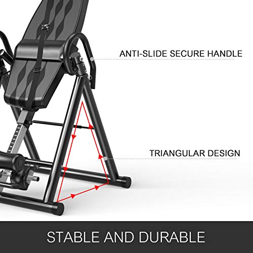 Frantools Tabla de Inversión por Gravedad Plegable Inflable Ajustable con Cinturón Protector Rojo Tabla de Gravedad Invertida para Espalda Ejercicio Banco de Inversión Gravitacional (Negro)