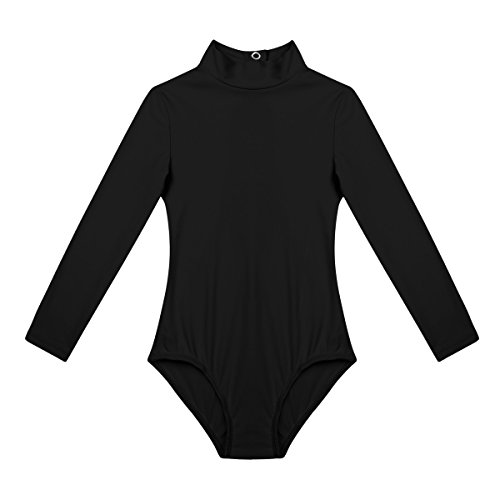 Freebily Leotardo Gimnástico Elástico Niña Maillot de Danza Ballet Gimnasia Rítmica Manga Larga Body Clásico Mono Malla Fitness Patinaje Infántil Negro A 3-4 años