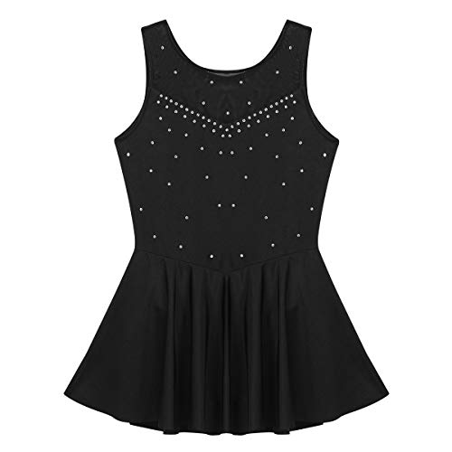 Freebily Vestido Danza Ballet Niña Maillot Leotardo de Gimnasia Artistica Ritmica Patinaje Niñas Ropa Disfraz Bailarinas Patinador Fiesta Actuación Negro 12 años