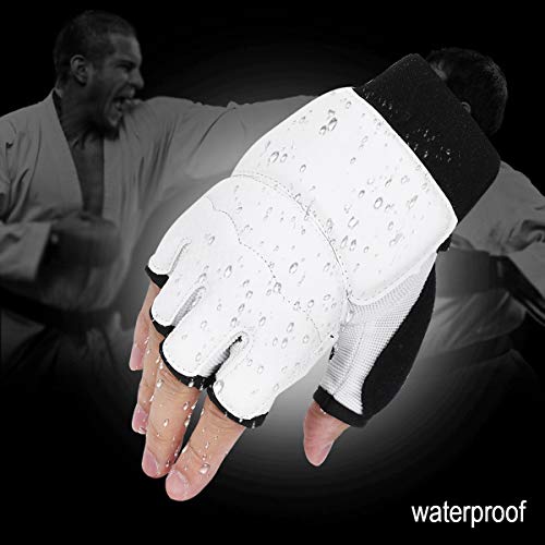 Fsskgxx Guantes de Taekwondo, Guantes de Boxeo de Karate de Combate de Medio Dedo Cubierta Protectora de Manos para Adultos/niños