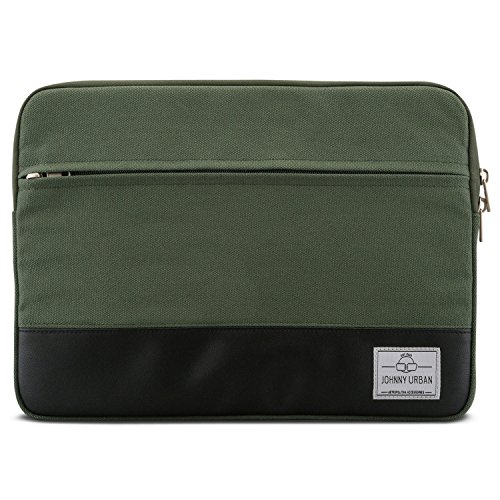 Funda MacBook Pro 13/MacBook Air (2018) Sleeve Verde - Johnny Urban de Lona Bolso para MacBook Air (2018)/Pro 13, DELL y Muchos Otros Modelos 11" 11.6" 12 Pulgadas Notebook maletín de Lona de algodón