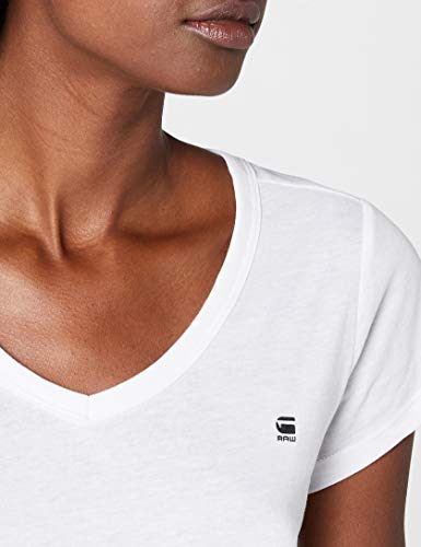 G-STAR RAW Eyben Slim V T Wmn S/s Camiseta, Blanco (White 110), 36 (Talla del fabricante: Small) para Mujer