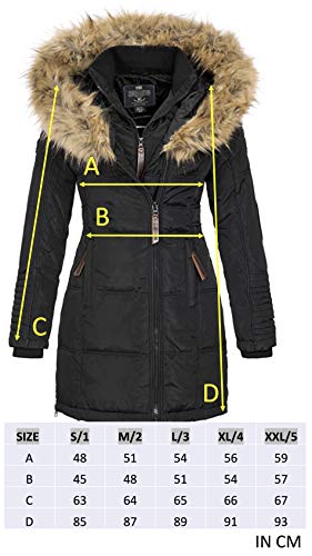 Geographical Norway Belissima - Chaqueta de invierno para mujer con capucha de piel XL azul marino L