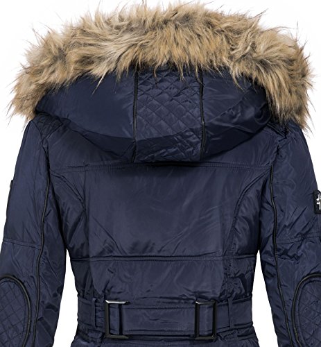 Geographical Norway Belissima - Chaqueta de invierno para mujer con capucha de piel XL azul marino M