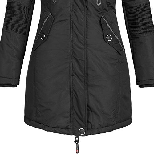 Geographical Norway - Chaqueta Coracle/Coraly de invierno para mujer con capucha de pelo, XL Negro II L