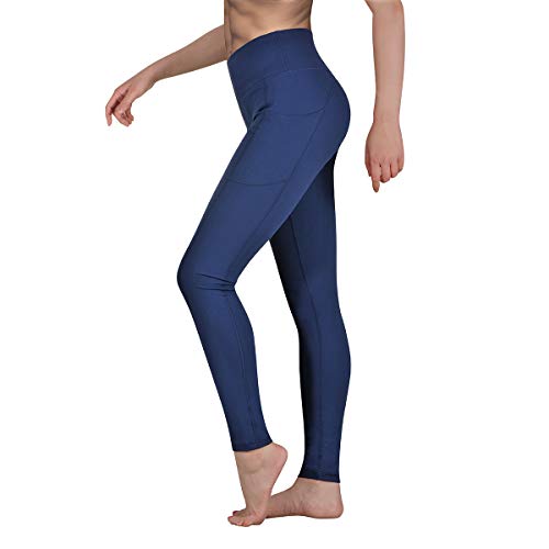 Gimdumasa Pantalón Deportivo de Mujer Cintura Alta Leggings Mallas para Running Training Fitness Estiramiento Yoga y Pilates GI188 (Azul profundo, XS)