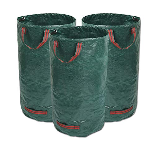 GIOVARA 3 x 120 litros de Bolsas de Basura de jardín, Resistentes al Agua, Grandes Bolsas de Basura con Asas, Plegables y Reutilizables