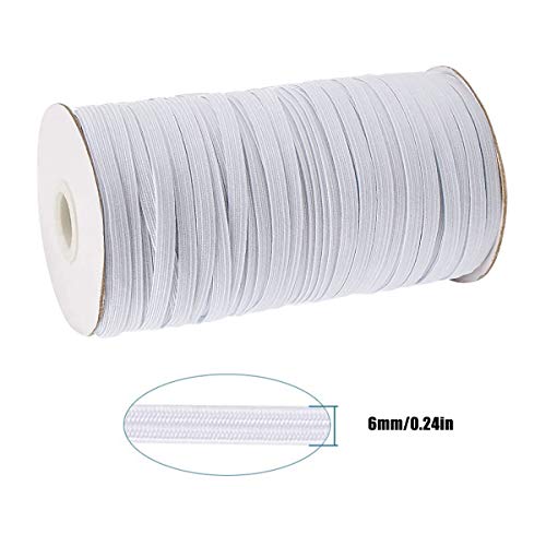 Goma Elastica 64m Cordon Elastico 6mm elastico Costura, Cuerda Elastica,Cinta Elastica Costura,Cordón Goma Elástica para Costura Y Manualidades DIY Blanco