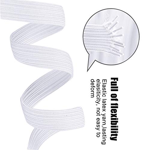 Goma Elastica 64m Cordon Elastico 6mm elastico Costura, Cuerda Elastica,Cinta Elastica Costura,Cordón Goma Elástica para Costura Y Manualidades DIY Blanco