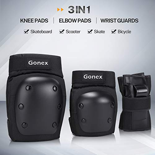 Gonex Protecciones Patines Niños Adultos, Juego Protectores Rodilleras Coderas Muñeca Muñequeras Infantiles para Skate Bicicleta Patinaje Ciclismo Monopatín Escalada Esqui Scooter Seguridad Deportiva