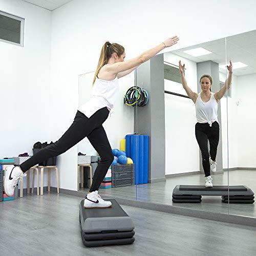 Goodbuy - Step Profesional de 1,10m, Altura Regulable, Plataforma Step Fitness, Stepper Aeróbic y Cardio para Ejercicios Gimnasia en casa