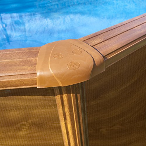 Gre KITPR303W Sicilia - Piscina Elevada Redonda, Aspecto Madera, 300 x 120 cm