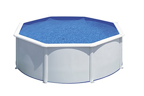 Gre KITPR358 Atlantis - Piscina Elevada Redonda, Aspecto Acero Blanco, 350 x 132 cm