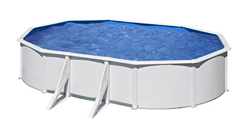 Gre KITPROV503 Bora Bora - Piscina Elevada Ovalada, Aspecto Acero Blanco, 500 x 300 x 120 cm