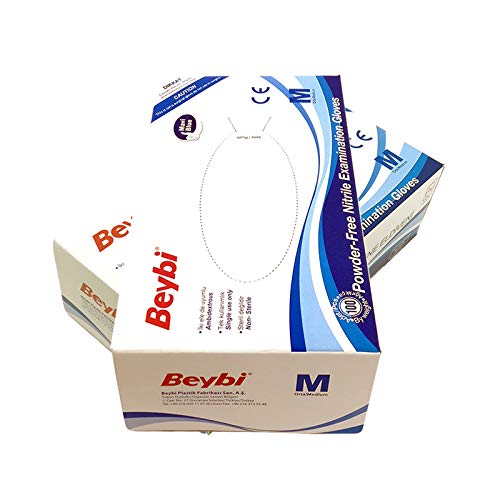 Guantes de Nitrilo sin polvo RF05 Caja de 100pc Azul.Talla M, Máxima protección, suavidad y elasticidad. Indicado para hospitales, alimentación, automoción, etc.