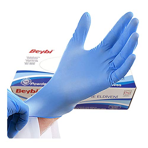 Guantes de Nitrilo sin polvo RF05 Caja de 100pc Azul.Talla M, Máxima protección, suavidad y elasticidad. Indicado para hospitales, alimentación, automoción, etc.