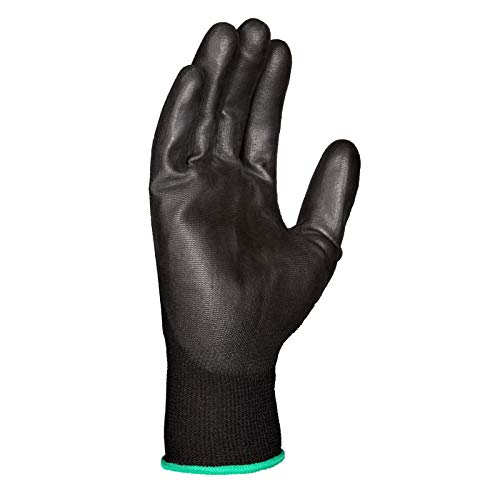 Guantes de Trabajo (12 Pares) - Guantes Antideslizantes sin Costura - Cómodo de Usar, Ideal para Reparaciones, Industria automotriz, Acabado, Servicio de Coche, Taller (6, Negro)