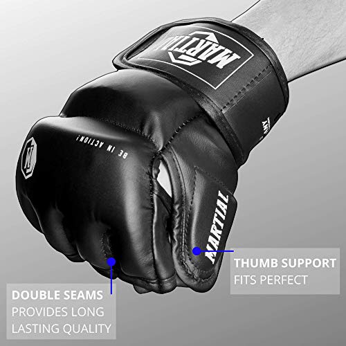 ¡Guantes Martial de MMA con Acolchado Ideal! Guantes de Boxeo para una Alta Estabilidad de la muñeca. Guantes de Pelea de Larga Durabilidad para Artes Marciales, Boxeo, Sparring.