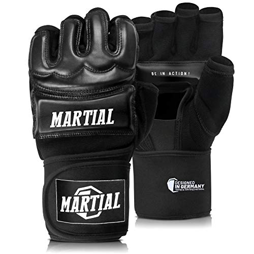 Guantes MMA Profesionales de Martial - Calidad Profesional - Fabricación según elevados estándares - Boxeo, Entrenamiento, Saco de Arena, Saco de Boxeo, Freefight, Agarre, Artes Marciales - Negro