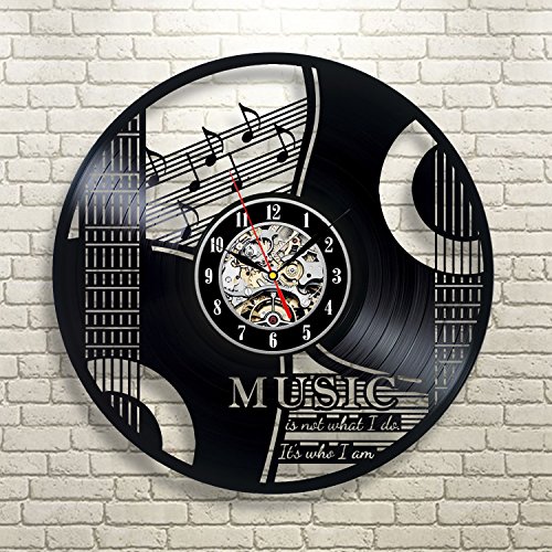 Gullei.com Mejor Regalo de Cumpleaños para Guitarrista Vinilo Reloj de Pared