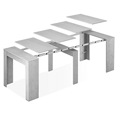 Habitdesign Mesa de Comedor, Consola, Mesa Extensible, Mesa para Salon recibidor o Cocina, Acabado en Gris Cemento, Medidas: 50-235 cm (Largo) x 90 cm (Ancho) x 78 cm (Alto)