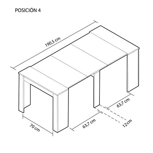 Habitdesign Mesa de Comedor, Consola, Mesa Extensible, Mesa para Salon recibidor o Cocina, Acabado en Gris Cemento, Medidas: 50-235 cm (Largo) x 90 cm (Ancho) x 78 cm (Alto)