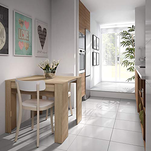 Habitdesign Mesa de Comedor, Consola, Mesa Extensible, Mesa para Salon recibidor o Cocina, Acabado en Roble Canadian, Medidas: 50-235 cm (Largo) x 90 cm (Ancho) x 78 cm (Alto)