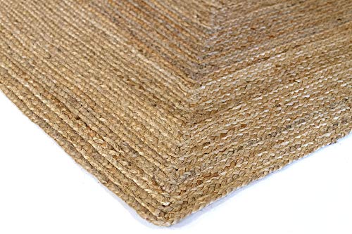 HAMID Alfombra Yute Alhambra Color Natural - Alfombra 100% Fibra de Yute (120x170cm)