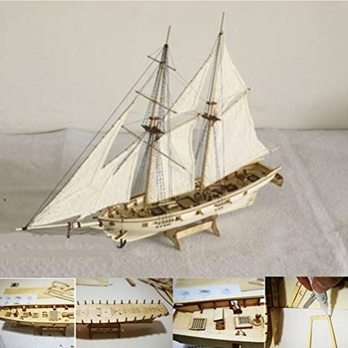 HEITIGN 1/100 Modelos de barcos de madera, Kit de barco de madera de bricolaje, Escala de modelo de barco de madera Hobby, Kit de modelo de madera de barco de vela Decoración de modelo