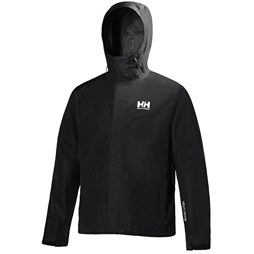 Helly Hansen Seven J Chaqueta Impermeable con Forro de Secado rápido, Cortaviento y Transpirable para Hombre y para Uso Diario, Negro, M