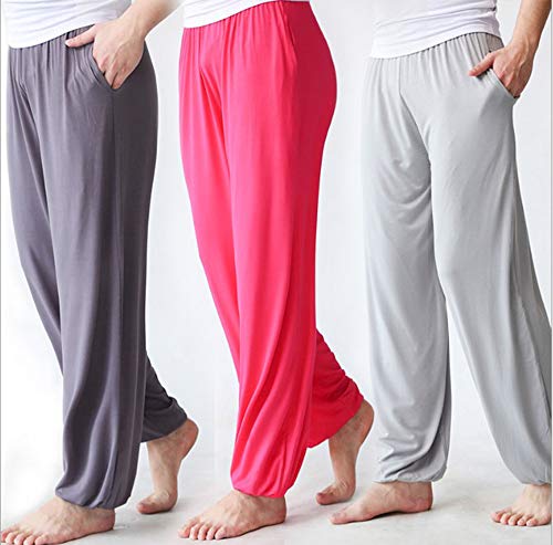 hibasing Pantalones Super Suaves de Yoga para Hombres, Pantalones de Pilates, Artes Marciales, Pantalones de Tai Chi con Bolsillo