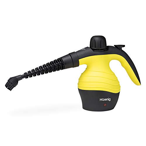 H.Koenig NV60 Limpiador A Vapor Compacto, Vaporeta 1000W, 4,2 Bares, Capacidad de Agua de 350 ml, Amarillo, Plástico