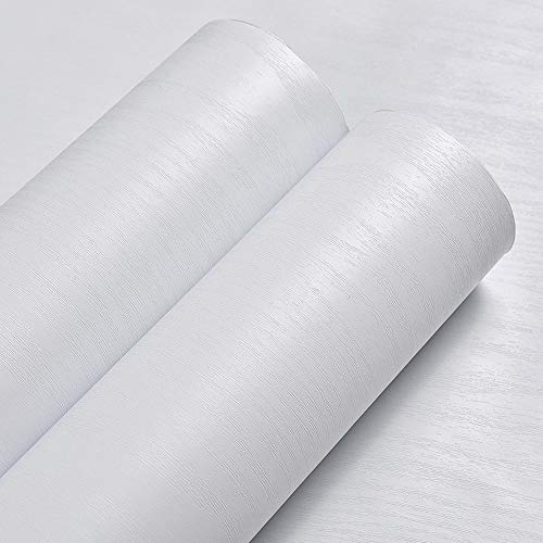 Hode Papel Pintado Vinilo Autoadhesivo Blanco Mate con Textura Papel Adhesivo para Muebles Cocina Film Adhesivo para Muebles 40X500cm