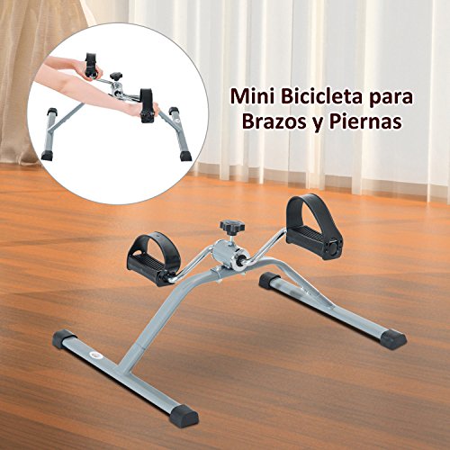 HOMCOM Mini Bicicleta Estática de Acero para Pedalear Aparato de Ejercicios 2 en 1 Brazos y Piernas 40x53x29cm