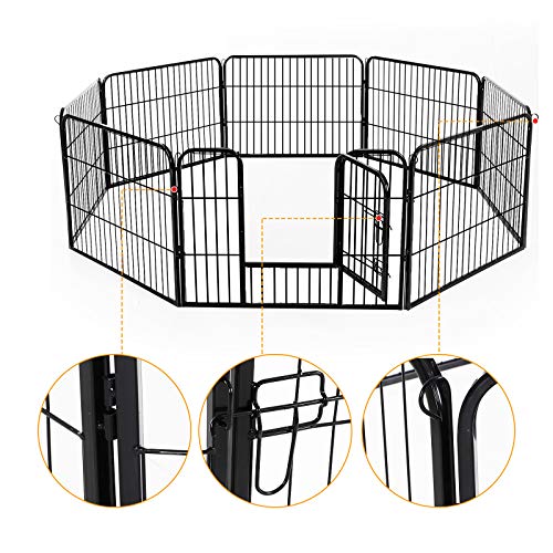 HOMCOM PawHut Parque Mascotas 8 Vallas 80x60cm Jaula Valla Corral con Puerta Entrenamiento