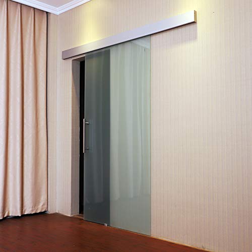 HOMCOM Puerta Corredera 102,5x205cm Puertas Correderas Satinada Deslizantes Cristal sin Obra