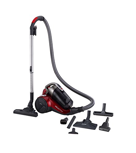 Hoover RC81 RC25 Aspirador sin bolsa, ciclónico, Cepillo pelo mascota, alfombras, suelos duros, parquet, 75dB, Filtro EPA, 800 W, 2 litros, 75 Decibelios, Plástico, Rojo metalico