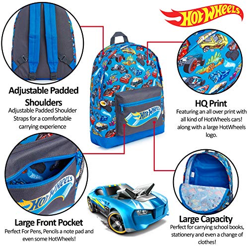 Hot Wheels Mochilas Escolares, Material Escolar para Niños, Mochila Infantil con Estampados de Coches para Colegio Viajes Deportes, Regalos Originales para Niños Niñas y Adolescentes