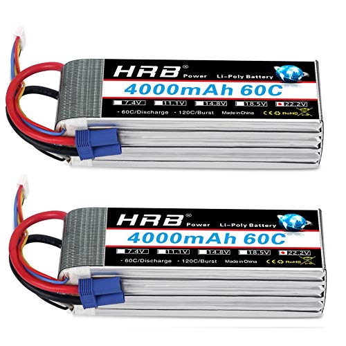 HRB 2pcs 6S 22.2V 4000mAh 60C Lipo batteria con Spina EC5 per RC Quadcopter elicottero Auto camion Barca Hobby