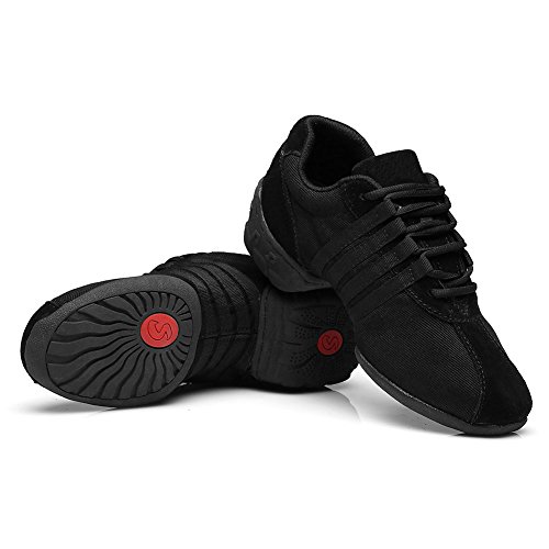 HROYL Mujer Zapatos de Jazz Zapatos de Baile Moderno Zapatos Deportivos Zapatillas de Baile Dance Sneakers el Negro Modelo T01A 36.5 EU