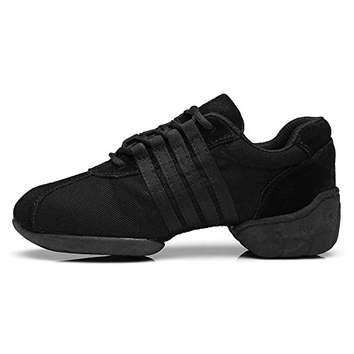 HROYL Mujer Zapatos de Jazz Zapatos de Baile Moderno Zapatos Deportivos Zapatillas de Baile Dance Sneakers el Negro Modelo T01A 36.5 EU