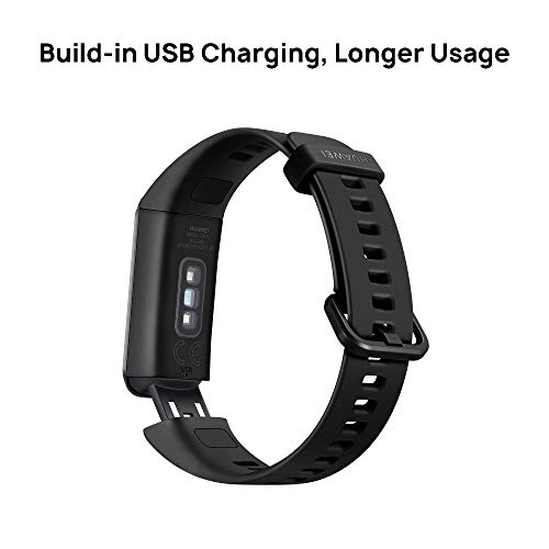 HUAWEI Band 4- Pulsera de actividad con pantalla a color TFT de 0.96 pulgadas, monitorización continua con HUAWEI TruSeen TM 3.5 24/7, monitoreo del sueño, resistencia al agua 5ATM, Graphite Black